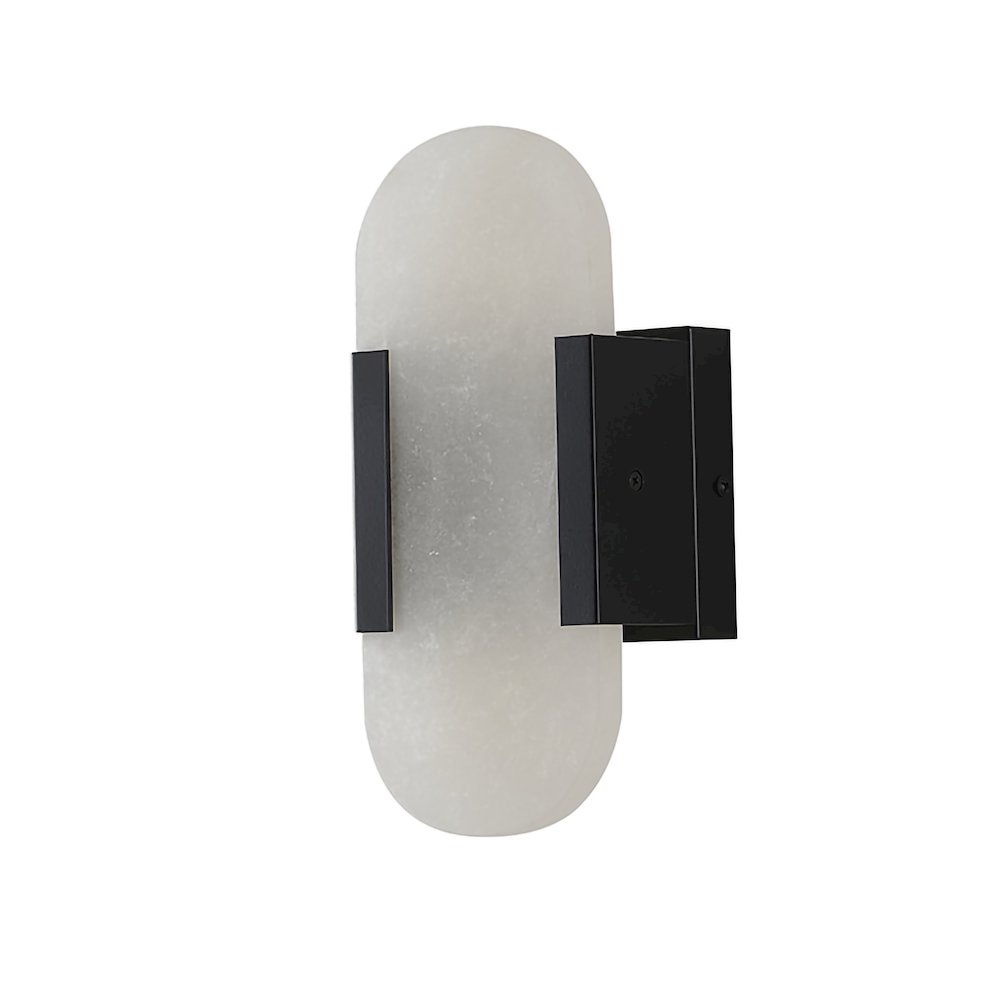 2-Light Satin Black Metal LED Wall Sconce With A Alabaster Shade