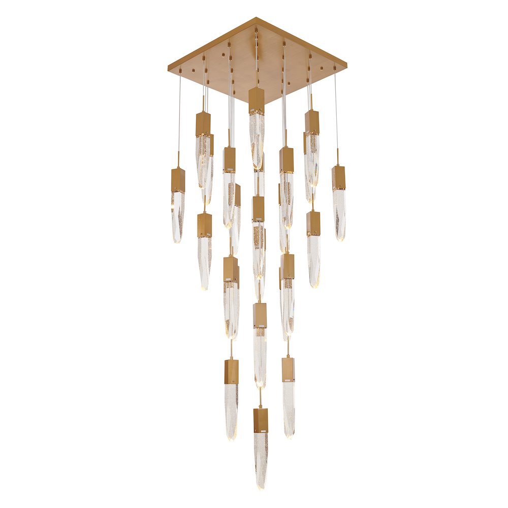 25-Light Gold Chandelier With A Clear iceberg bubble Crystal