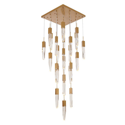 25-Light Gold Chandelier With A Clear iceberg bubble Crystal