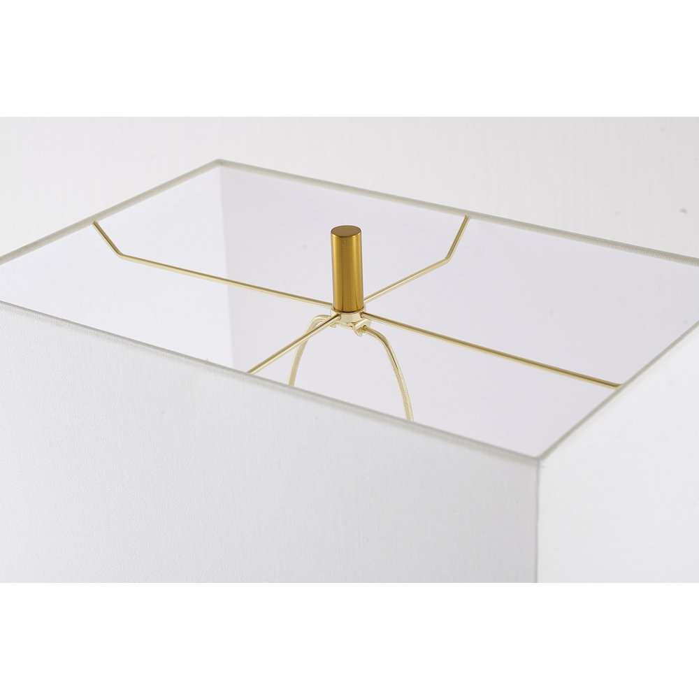 1-Light Gold Table Lamp With A Marble Base And A Drum Shade