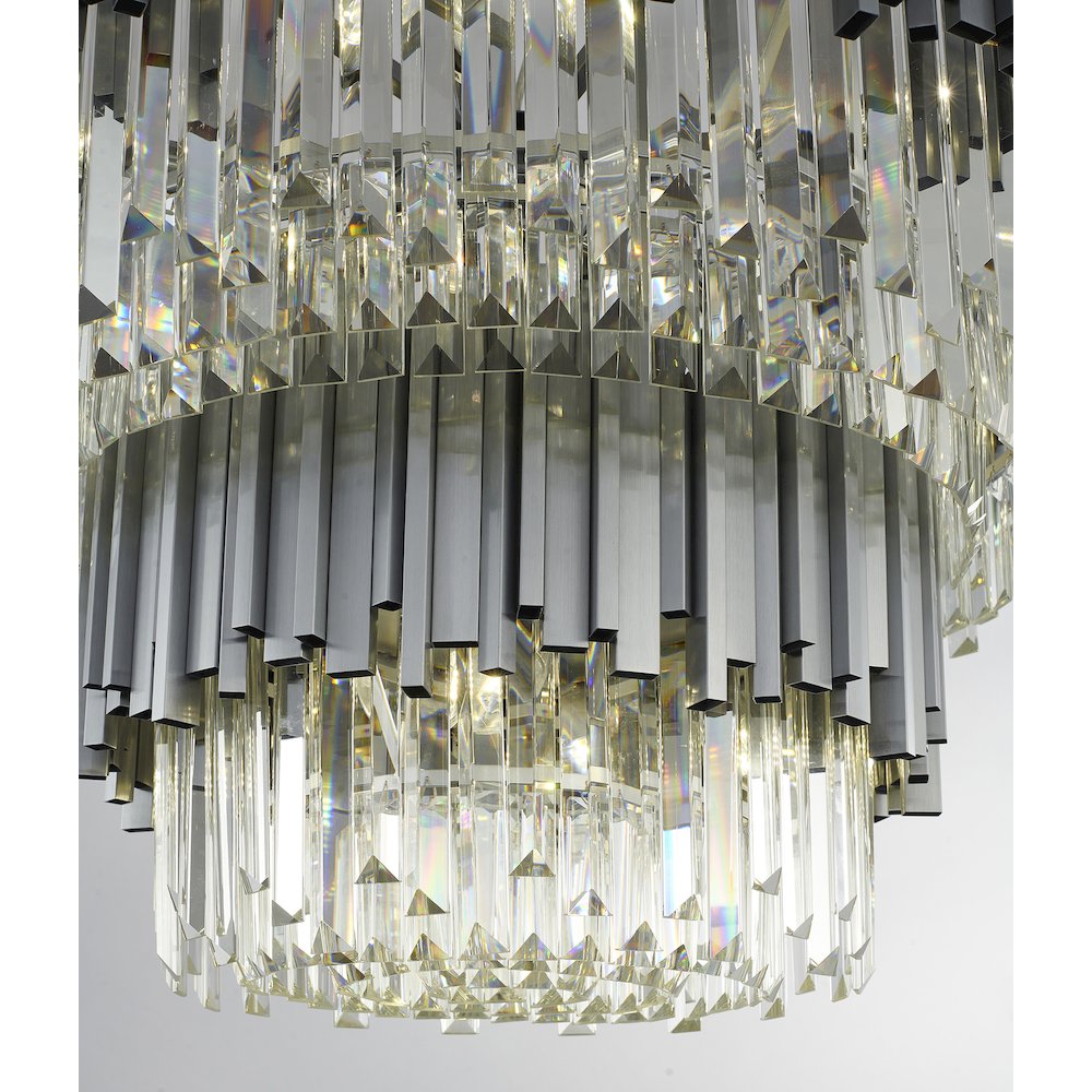 12-Light Satin Nickel Chandelier With Clear Crystals