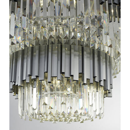 12-Light Satin Nickel Chandelier With Clear Crystals