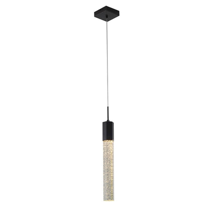 1-Light  Black Single Pendant With A Clear Bubble Crystal