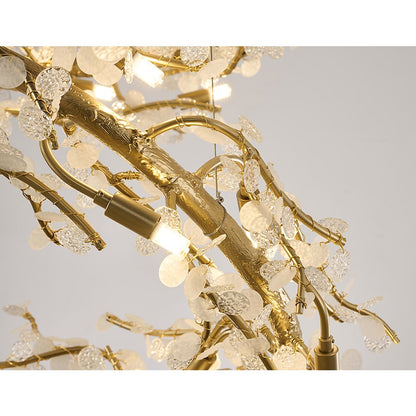 18-Light Gold Aluminum Chandelier With Clear Glass