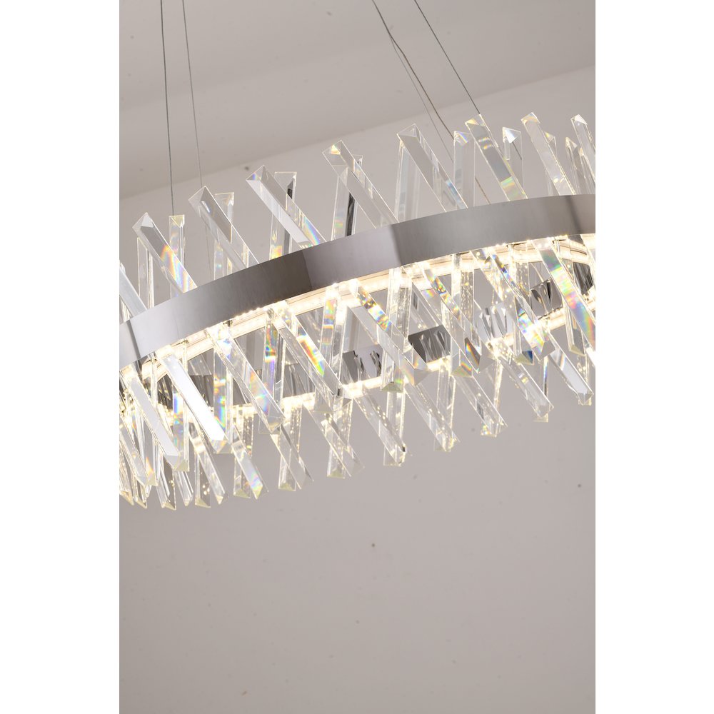 1-Light Chrome dimmable LED chandelier With Clear Crystal Accents