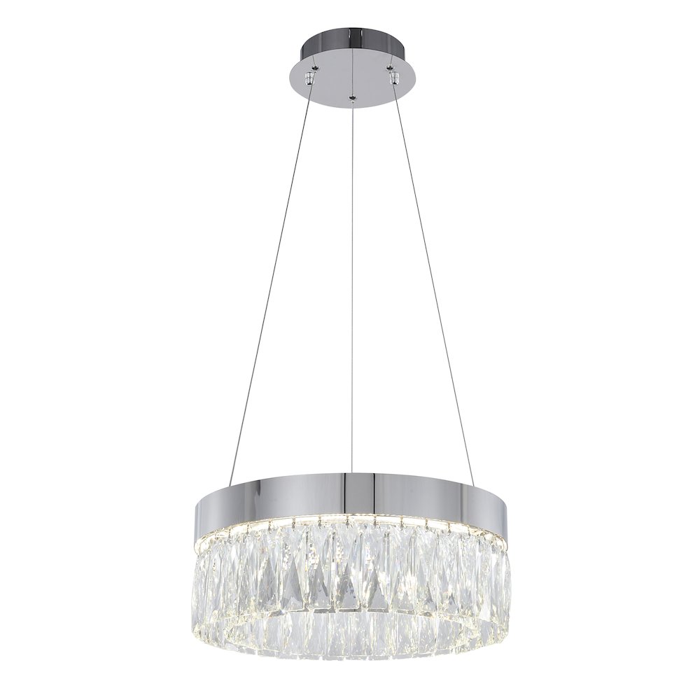 1-Light Chrome LED Chandelier With Clear Crystal Accents