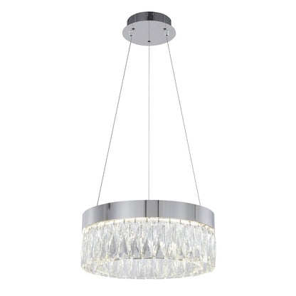 1-Light Chrome LED Chandelier With Clear Crystal Accents