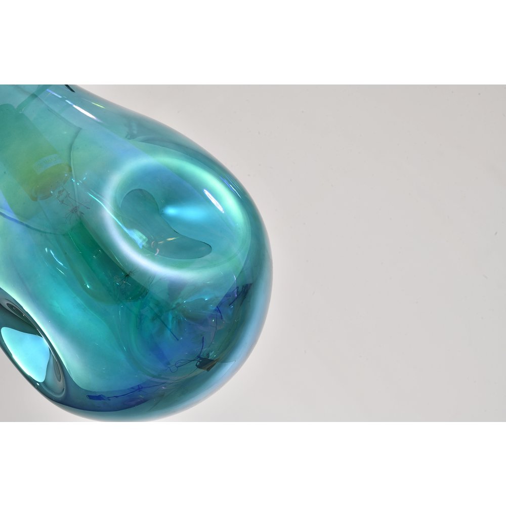 1-Light Black Single Pendant With A Blue Glass Shade