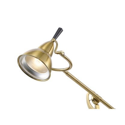 1-Light Brass Iron Table Lamp With A Shade And Clear Glass Cover