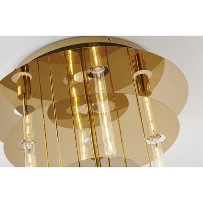 5-Light Gold Flush Mount With 4 Tier Halo