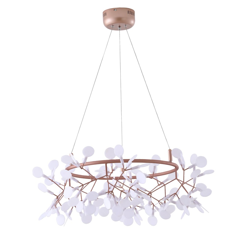 108-Light Copper LED Chandelier With Acrylic Shades