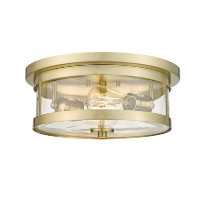 2-Light Gold Flush Mount With A Clear Glass Shade