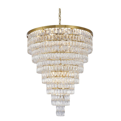 27-Light Gold Chandelier With Clear Crystals