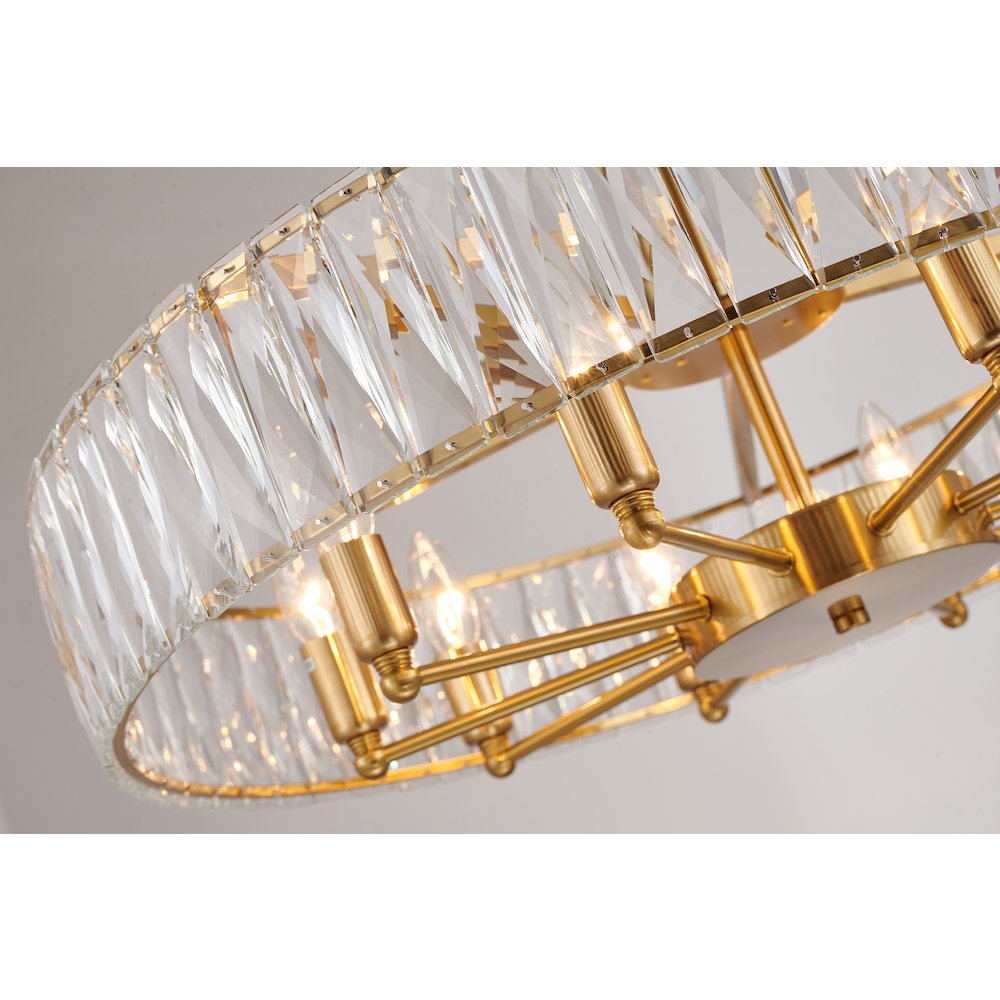 10-Light Gold Chandelier With Clear Crystals