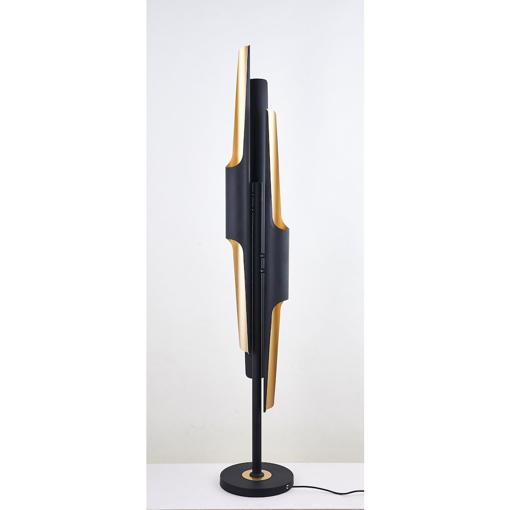 6-Light Matte Black Floor Lamp With Gold Interior