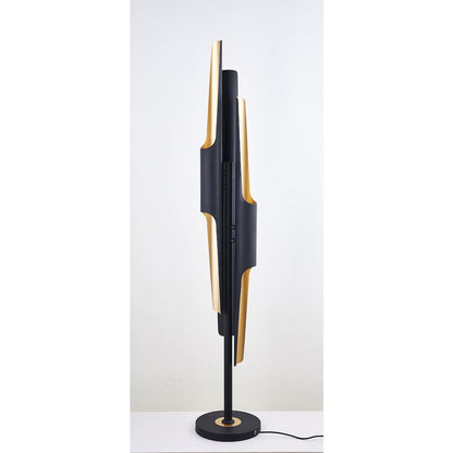 6-Light Matte Black Floor Lamp With Gold Interior