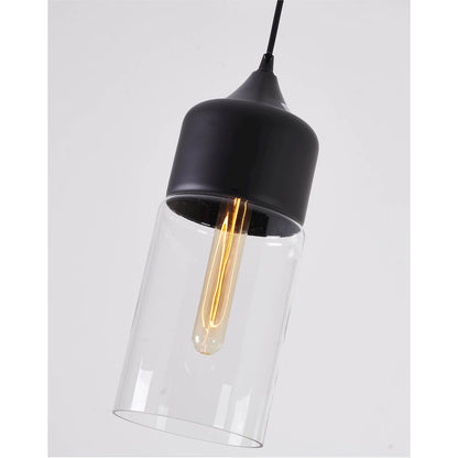 1-Light Matte Black Single Pendant With A Clear Glass Shade