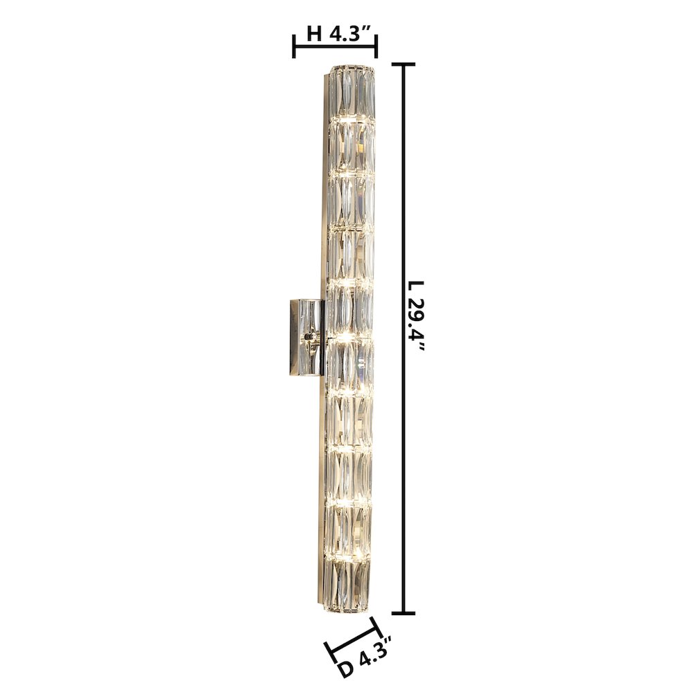 9-Light Chrome Wall Sconce With Clear Crystal Accents