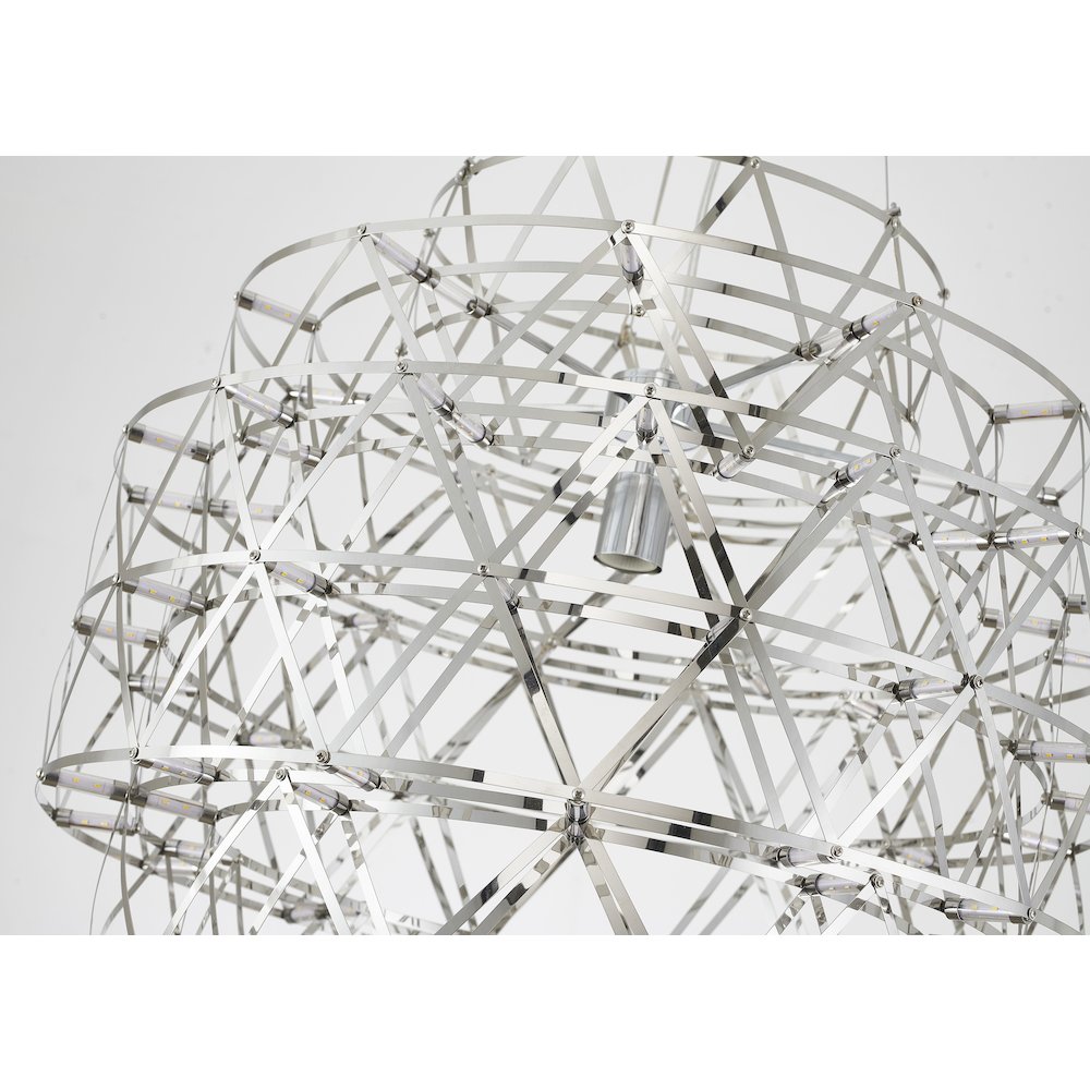 85-Light Dimmable Chrome Stainless Steel LED Chandelier in a 5-Tier Design