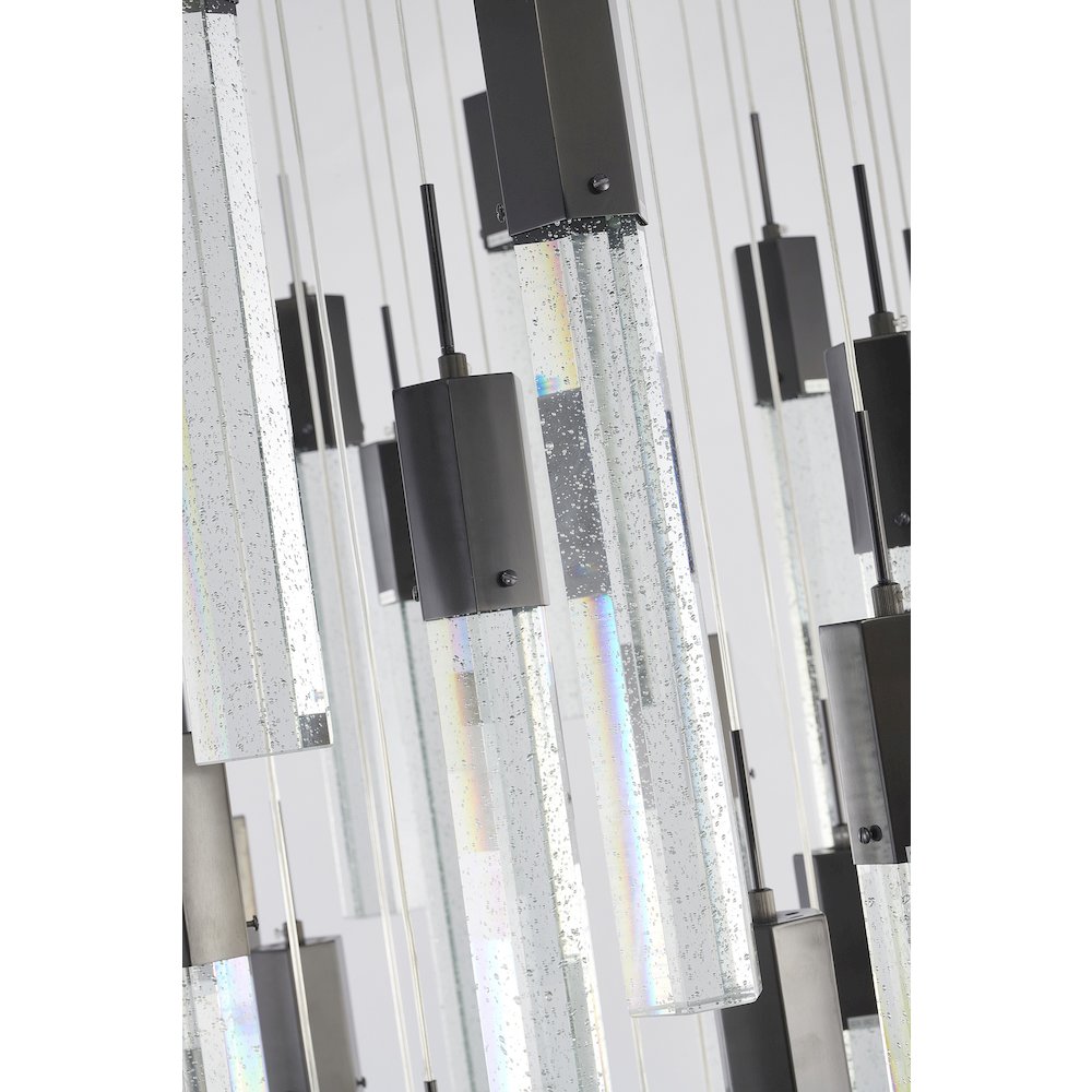 41-Light Black Chandelier With Clear Bubble Crystals