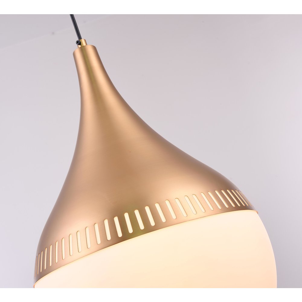 1-Light Gold Metal Pendant With A Milk White Glass Shade