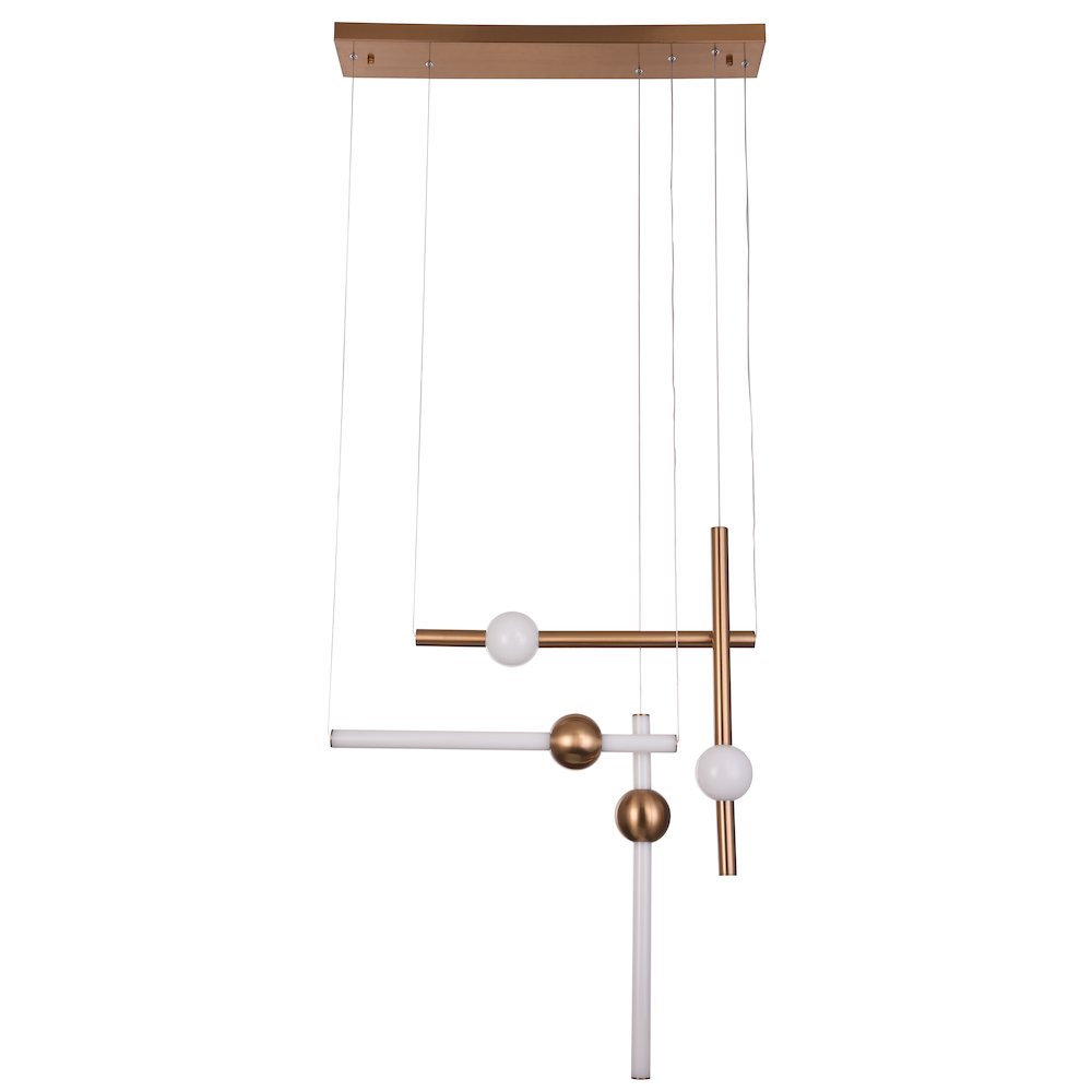 4-Light Gold Metal Chandelier With White Glass LED Lights