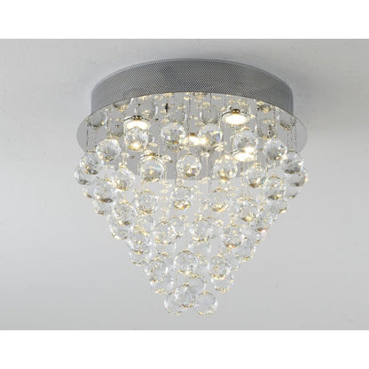6-Light Chrome Flush Mount With Clear Crystals