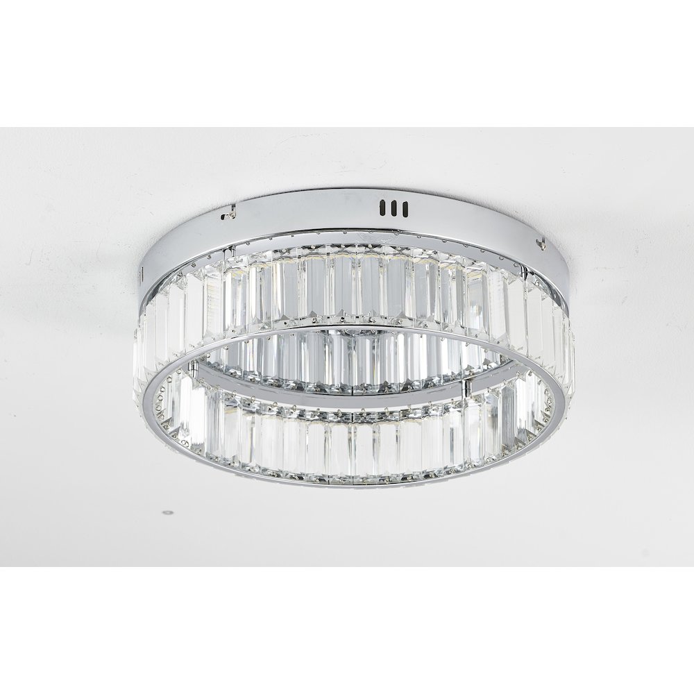1-Light Chrome Dimmable LED Flush Mount With Clear Crystals