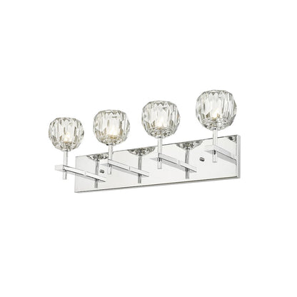 4-Light Chrome Wall Sconce With Clear Crystal Shades