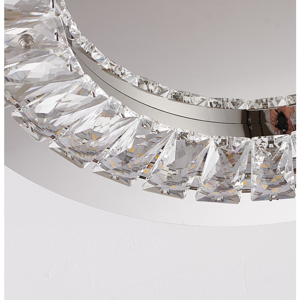 1-Light Chrome Stainless Steel LED Flush Mount With Clear Crystals