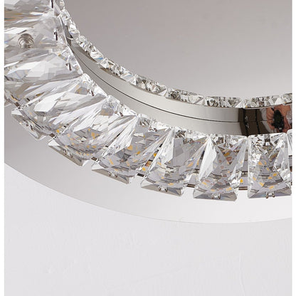 1-Light Chrome Stainless Steel LED Flush Mount With Clear Crystals