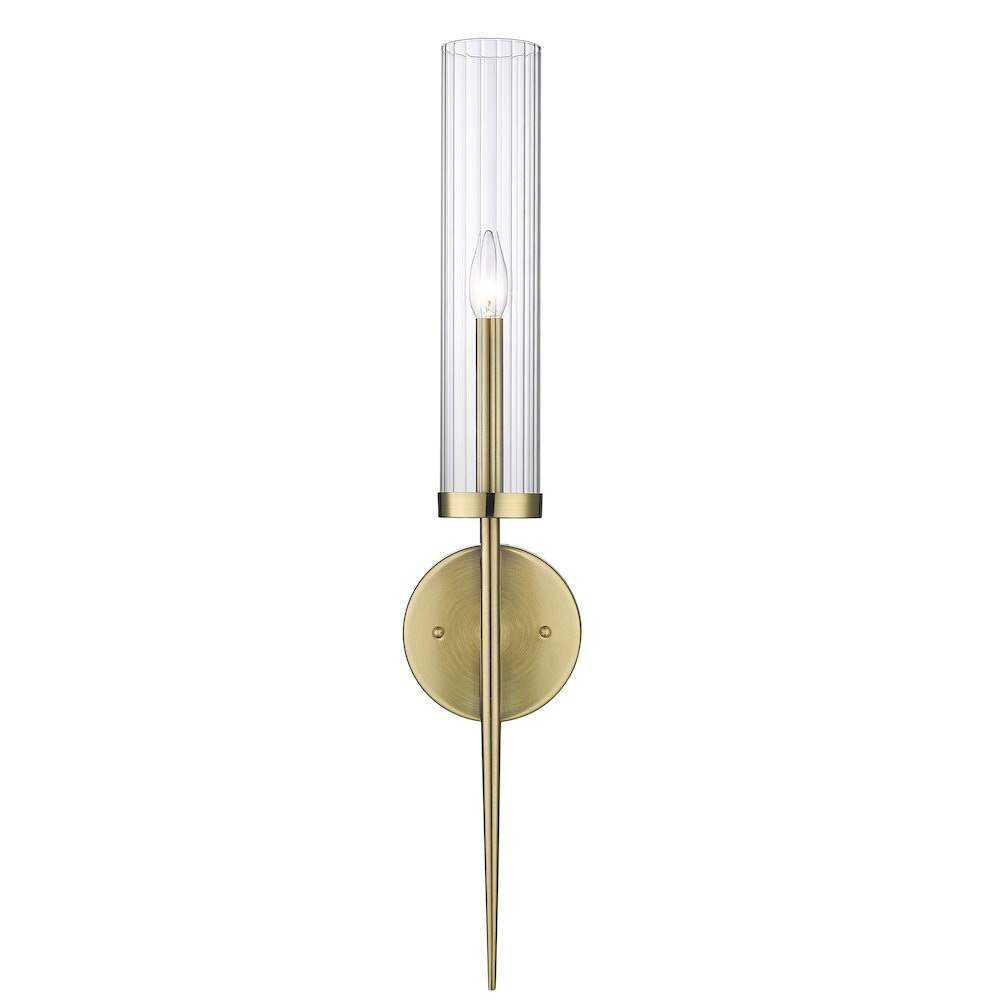 1-Light Gold Iron Wall Sconce With A Clear Glass Shade