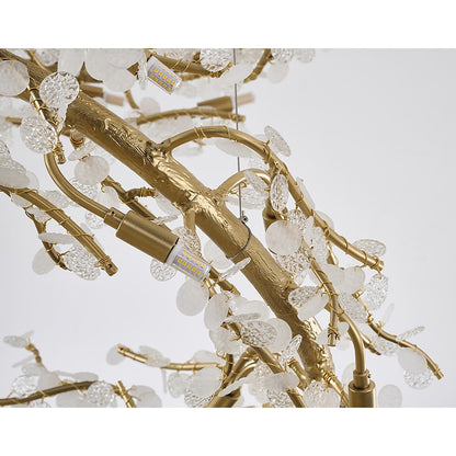 18-Light Gold Aluminum Chandelier With Clear Glass
