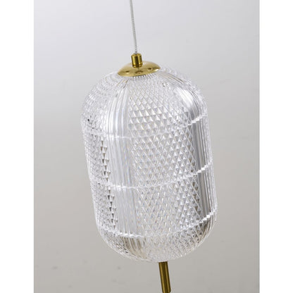 9-Light Flushed Brass Dimmable LED Chandelier With Hanging Clear  PC shades