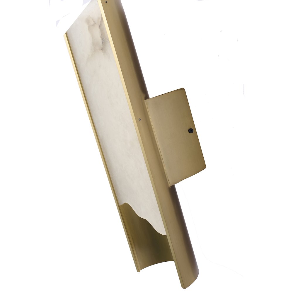 1-Light Stain Brass Aluminum LED Wall Sconce With White Alabaster Accents