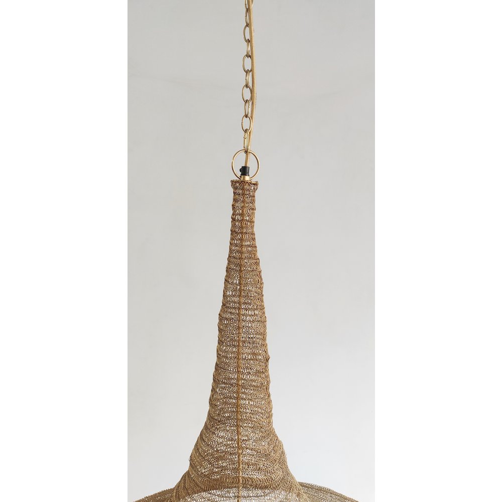 1-Light Gold Pendant With A Chain Basket Shade