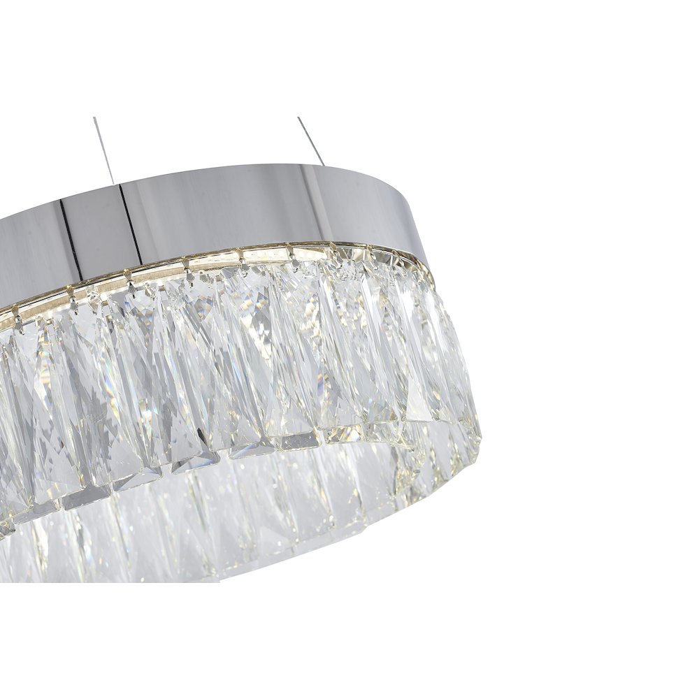 1-Light Chrome LED Chandelier With Clear Crystal Accents