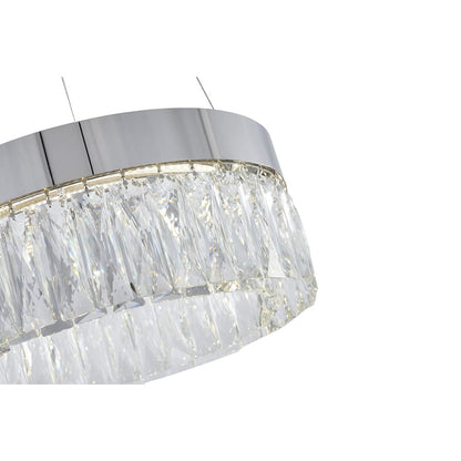 1-Light Chrome LED Chandelier With Clear Crystal Accents