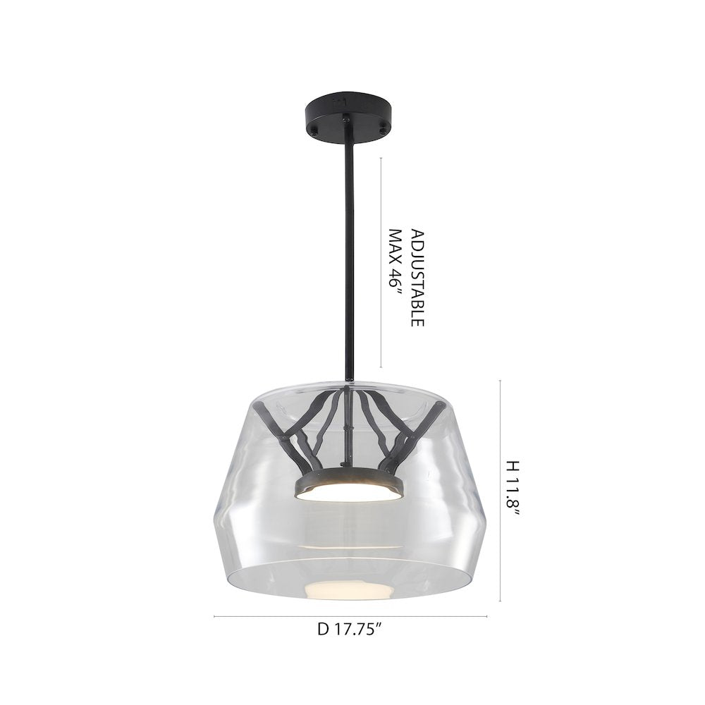 1-Light Black LED Pendant With A Clear Glass Shade