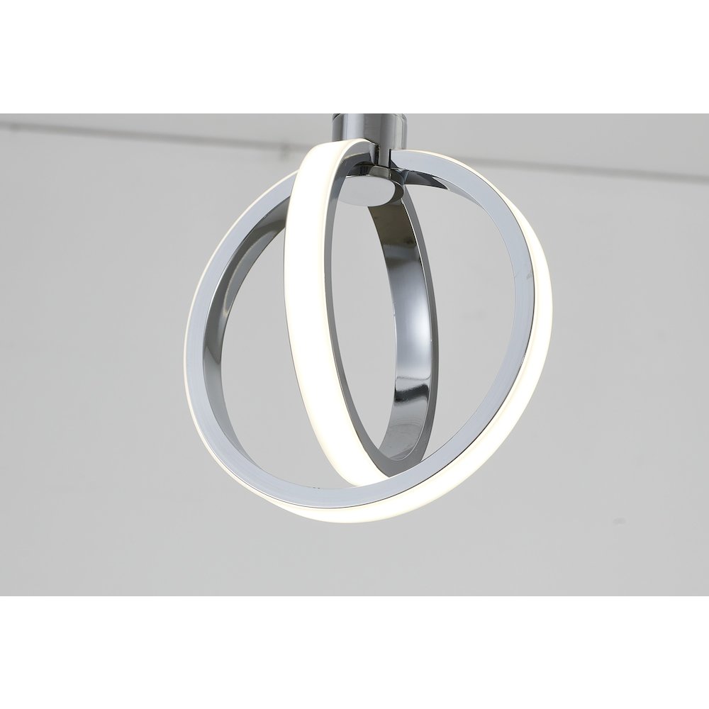 2-Light Chrome LED Pendant With White Acrylic Diffuser