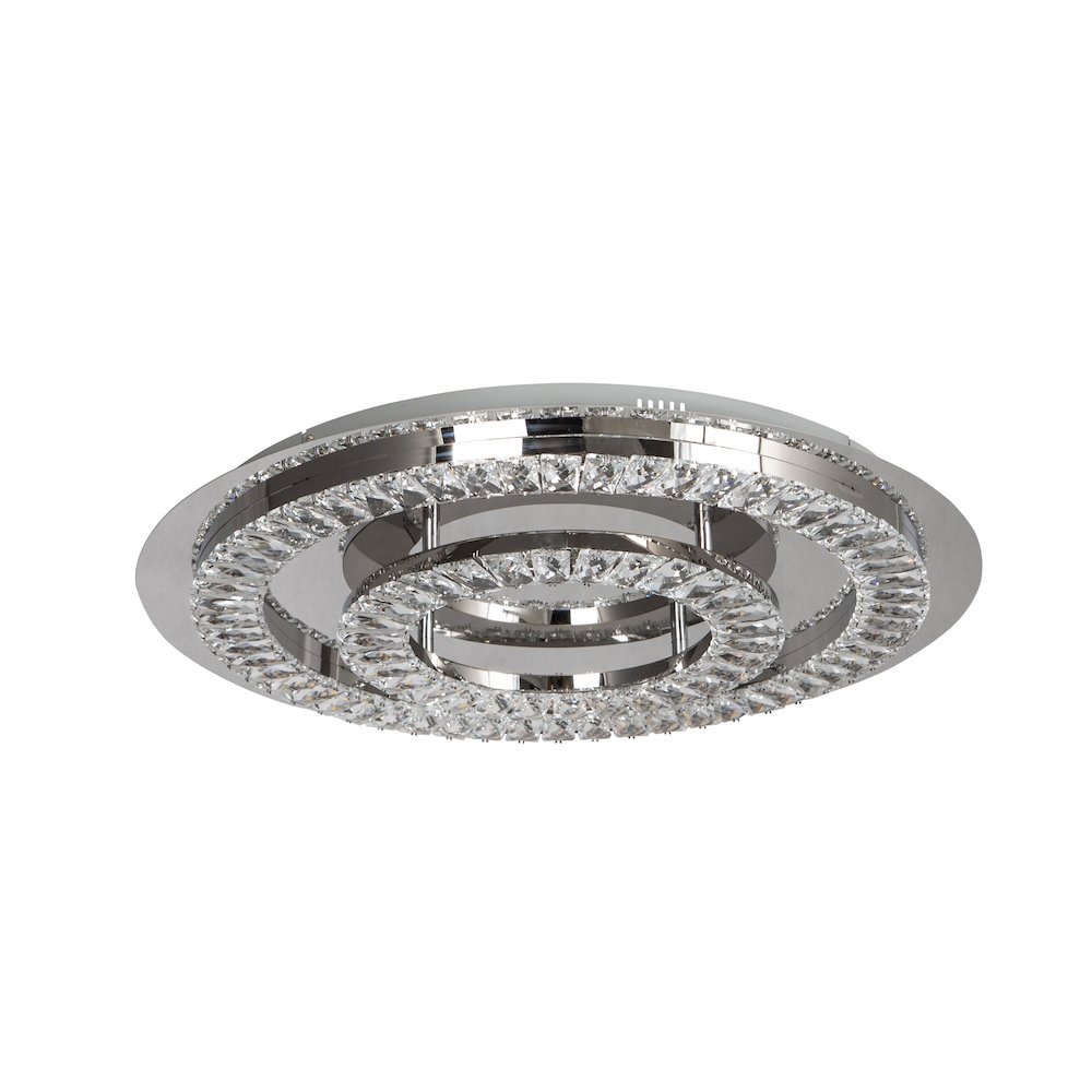 2-Light Chrome LED Chandelier With Clear Crystals