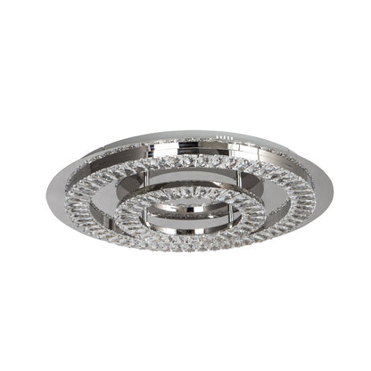 2-Light Chrome LED Chandelier With Clear Crystals