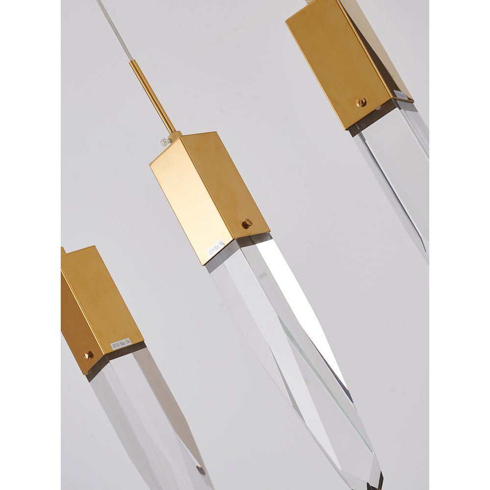 3-Light Gold Island Lighting With A Clear iceberg Crystal