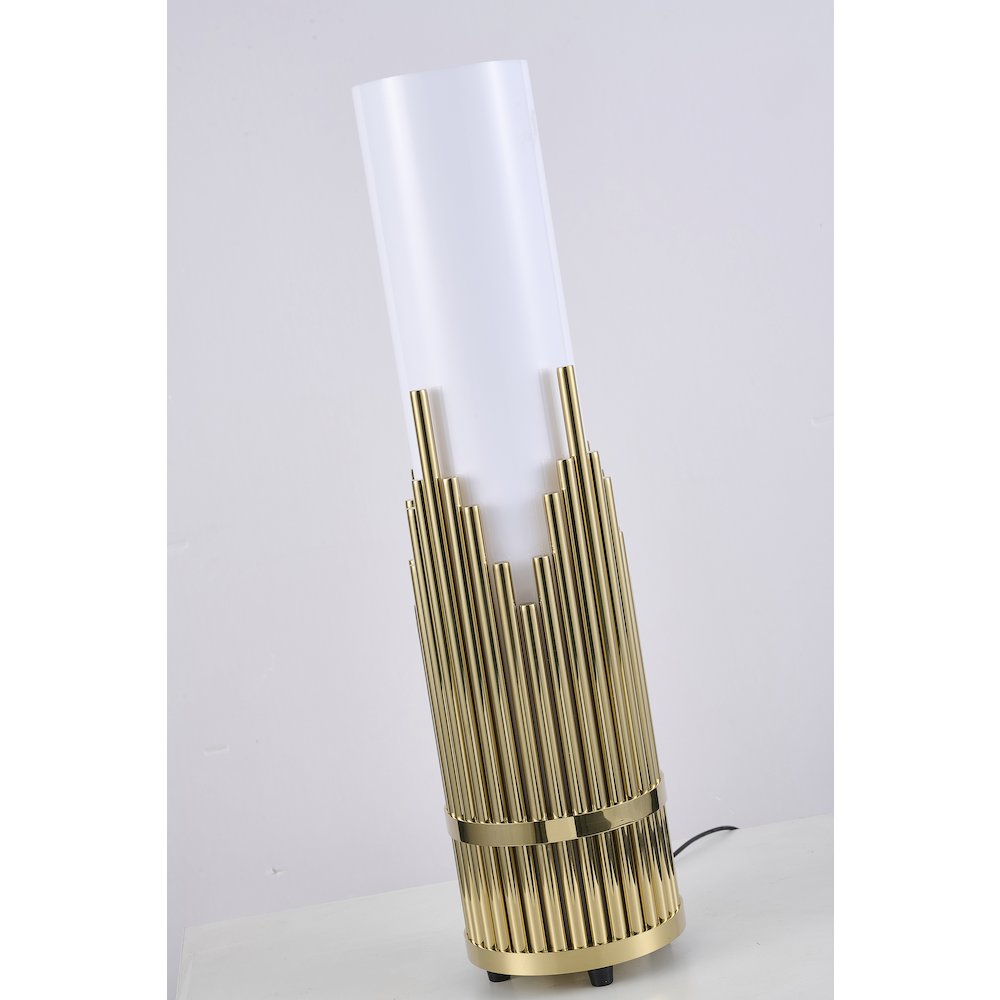 2-Light Champagne Gold Stainless Steel Table Lamp With A White Acrylic Shade