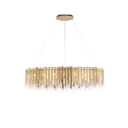 16-Light Gold Stainless Steel Chandelier With Clear Crystal Beads
