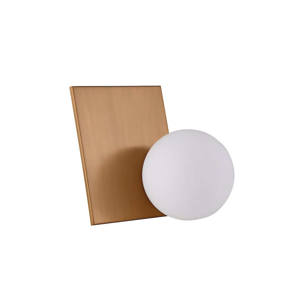 1-Light Gold Table Lamp With A Milk White Glass Globe Shade