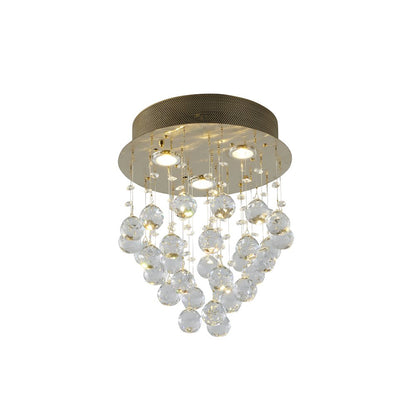 3-Light Gold Flush Mount With Clear Crystals