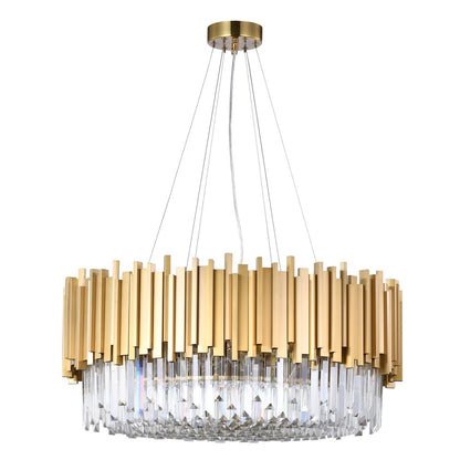 12-Light Gold Stainless Steel Chandelier With Clear Crystals