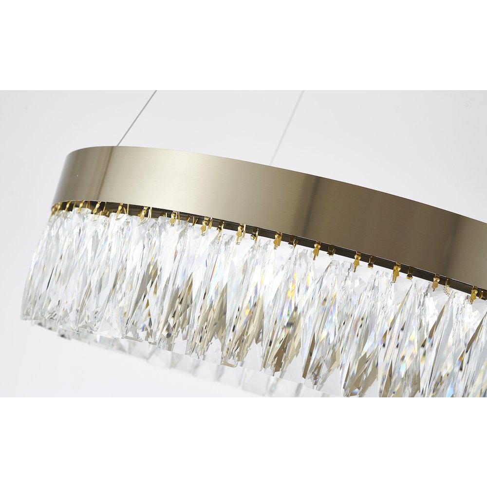 1-Light Gold Hairline LED Chandelier With Clear Crystals