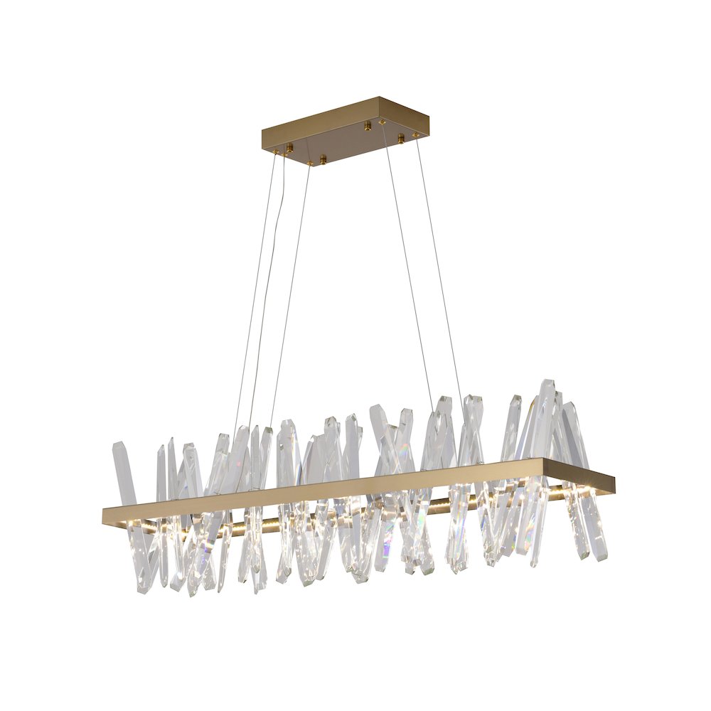 4-Light Gold LED Chandelier With Clear Crystal Accents